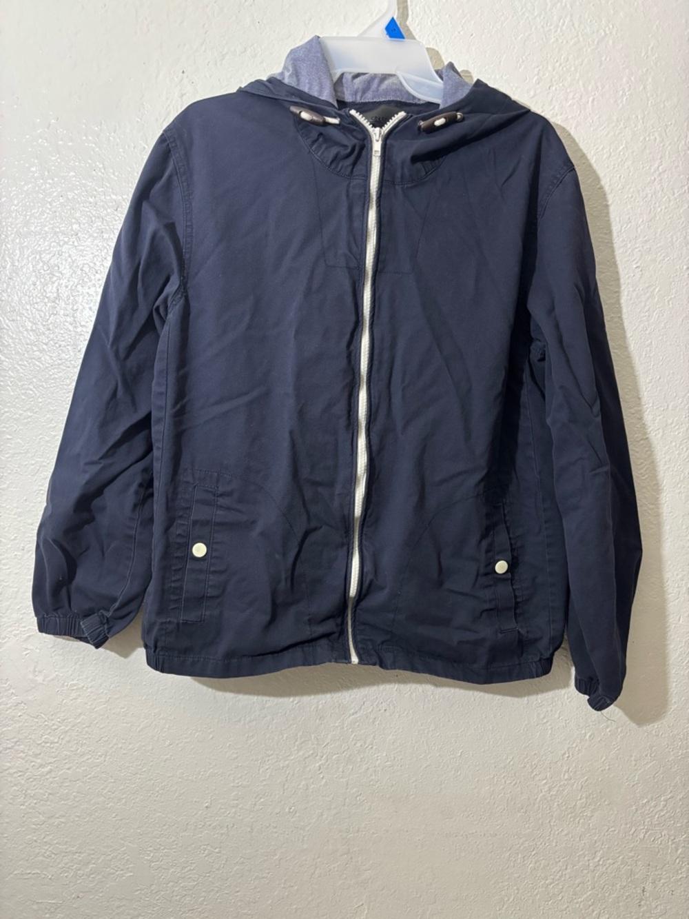 Men's Navy Hooded Zip Jacket